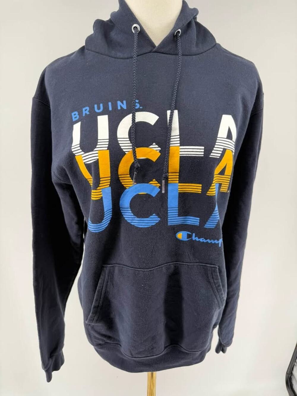 Champion UCLA Bruins Hoodie Sweatshirt Mens Small Navy Blue Graphic Pullover S